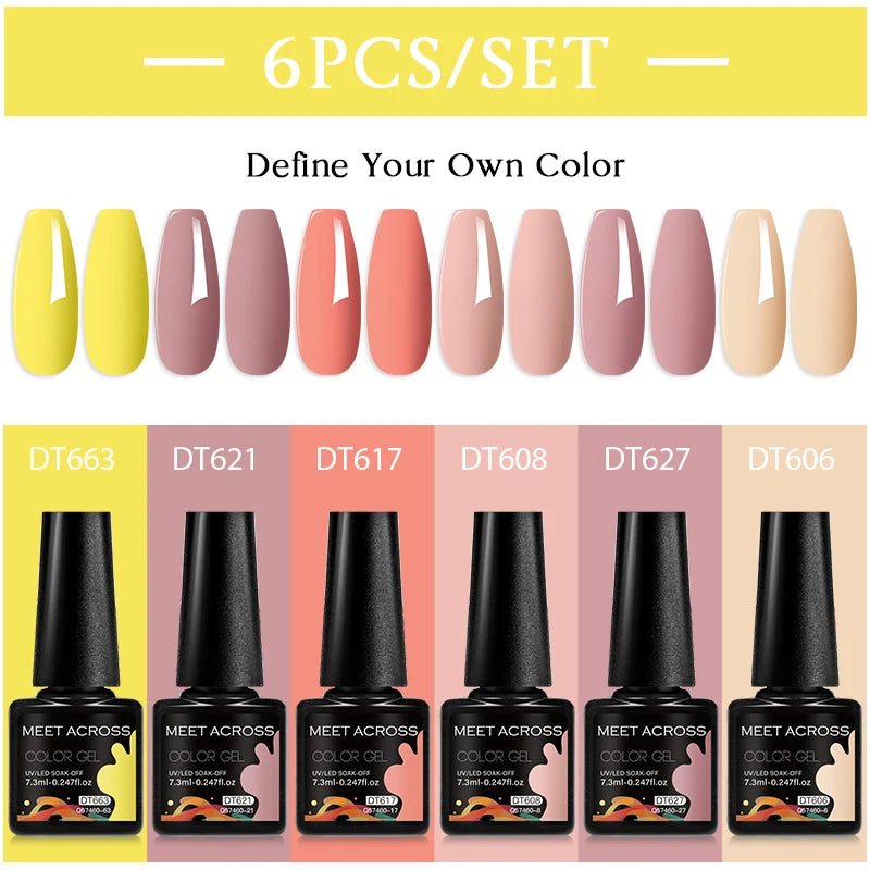 6pc Nail Gel Polish Set DIY Nail Art Semi Permanent UV LED Gel Kit For Nails Decoration Manicure Soak Off Painting Vernis Design