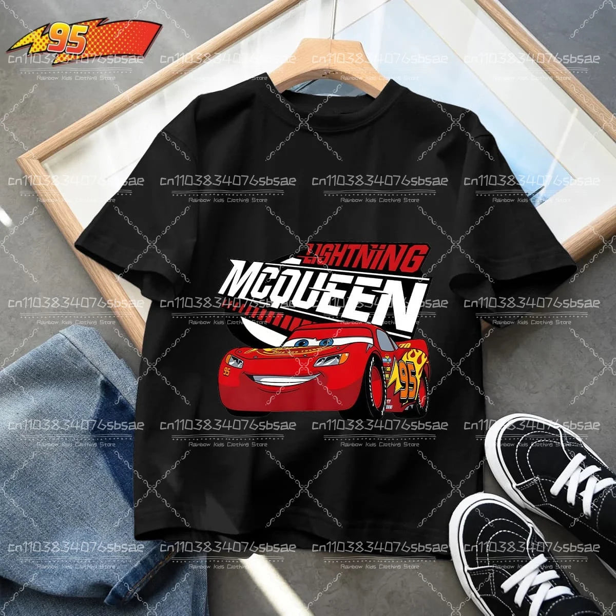 2025 Disney Summer Kids T-shirt Short Sleeve Top Cartoon Cars Pixar Lightning McQueen Printed Boys Clothes Baby Tops 4-10 Years