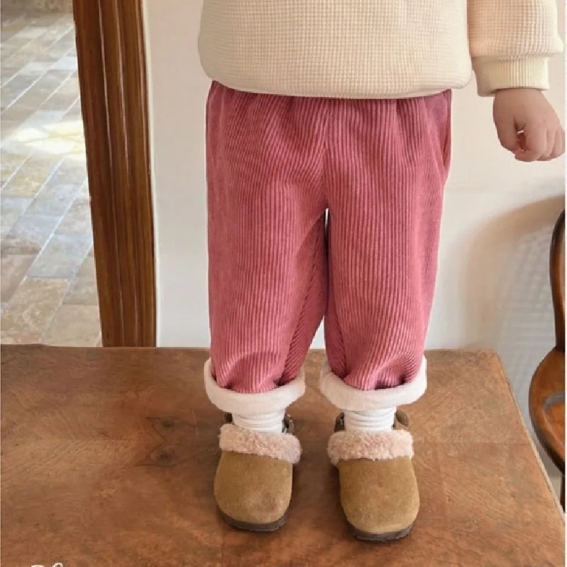 New Autumn Winter Toddler Boys Girls Casual Corduroy Pants Children Kids Warm Trousers Loose Pants Outside Versatile