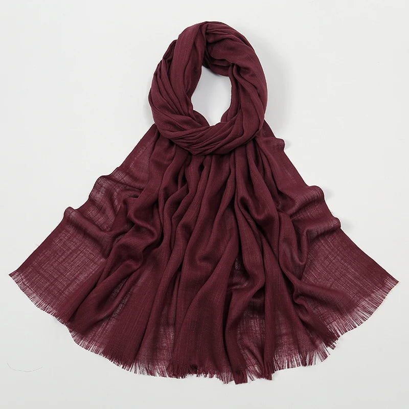 New Bamboo Cotton Hijab Scarf For Women Solid Wrap And Shawls Musulman Headband Islamic Turban Headband Maxi Headscarf Foulard