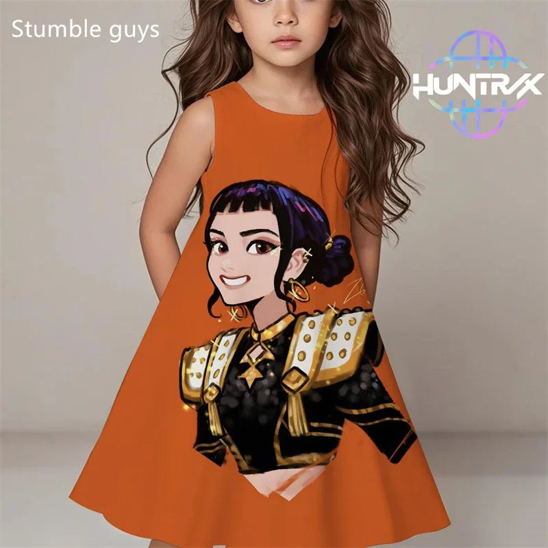 Kpop Demon Hunters Summer Dress Girls Kids Cute Casual Beach Sleepwear Fashion