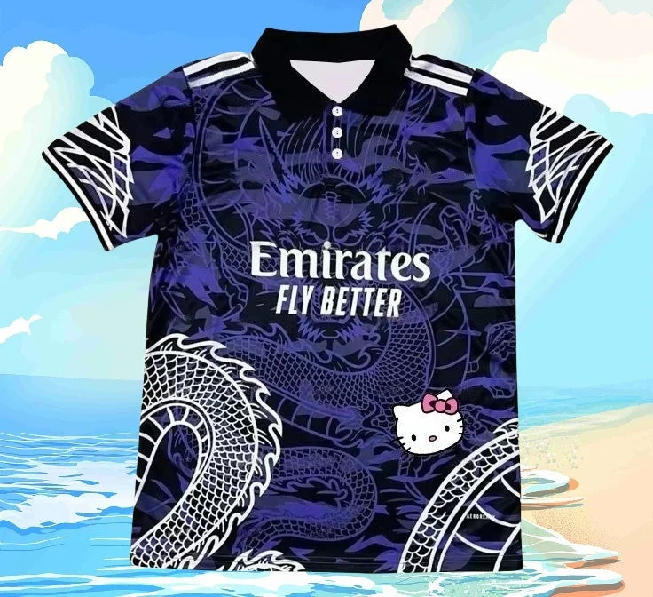 Summer Fashion Casual Fresh Polo Shirt Sanrio Hello Kitty 3D Mesh Breathable Quick Drying Sports Men Women's Comfortable T-Shirt