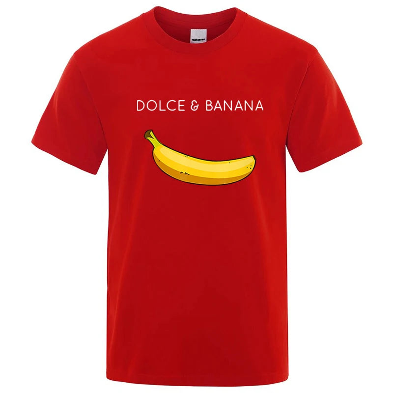 Summer Men's T-shirt High Quality 100%Cotton Funny Banana Printing Loose O-neck Men Short Sleeve Casual For Male T-shirt Top Tee