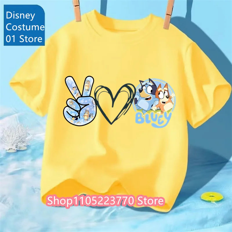 Kids Bluey Cartoon T-Shirt Autumn Winter Short Sleeve Warm Anime Print Comfortable Sweatshirt for Boys and Girls Daily Use