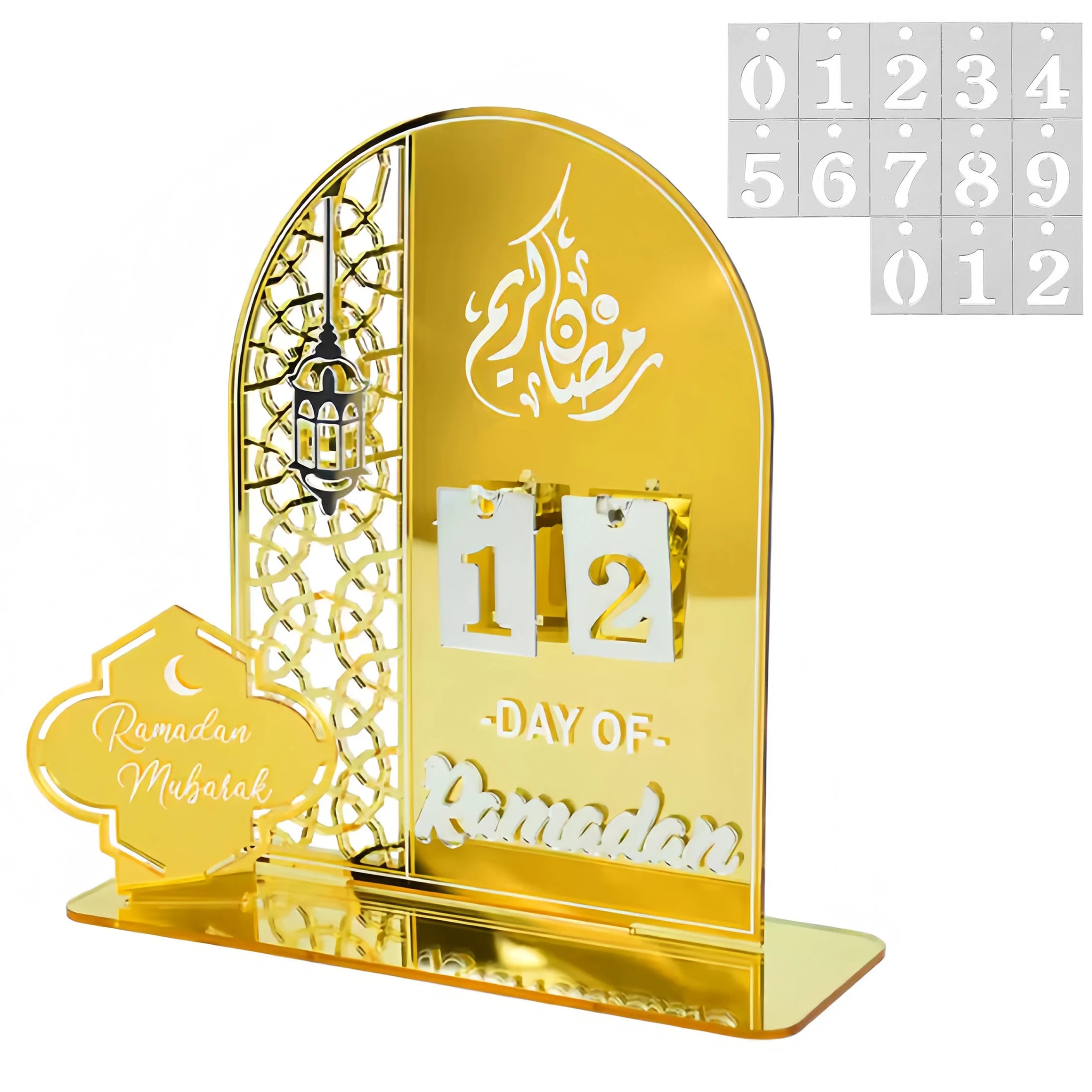 1set Acrylic Ramadan Countdown Calendar Gifts Day of Ramadan Calendar with Replacing Number 2026 Eid Mubarak Home Decoration
