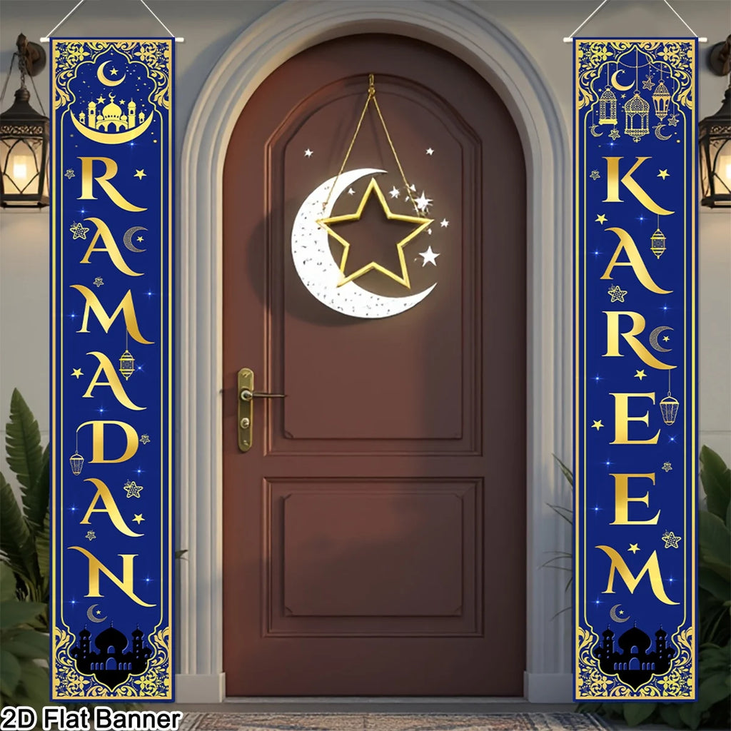 Eid Mubarak Door Banner Ramadan Decoration 2026 for Home Door Couplet Mubarak Ramadan Kareem Islamic Muslim Party Decor Eid Gift