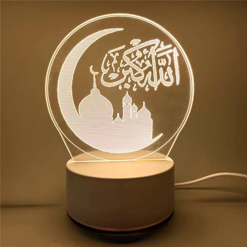 LED Night Light USB Operated Eid Mubarak Table Lamp Ornament Eid Al Adha Room Decor Valentine's Day Ramadan Decorations 2026