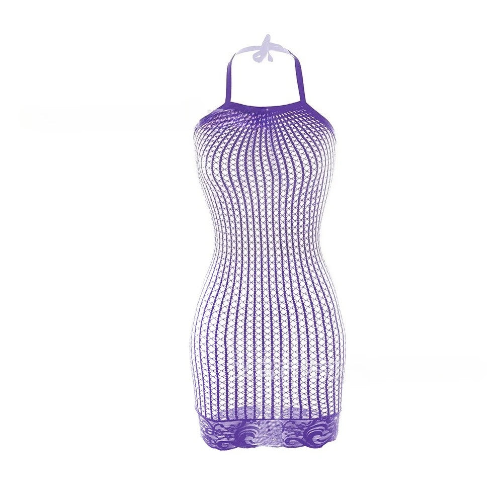 1PC Women Sexy Fishnet Cover Up Without Bikini Hollow Out See Through Bodycon Dress Beachwear Summer Women's Swimwear