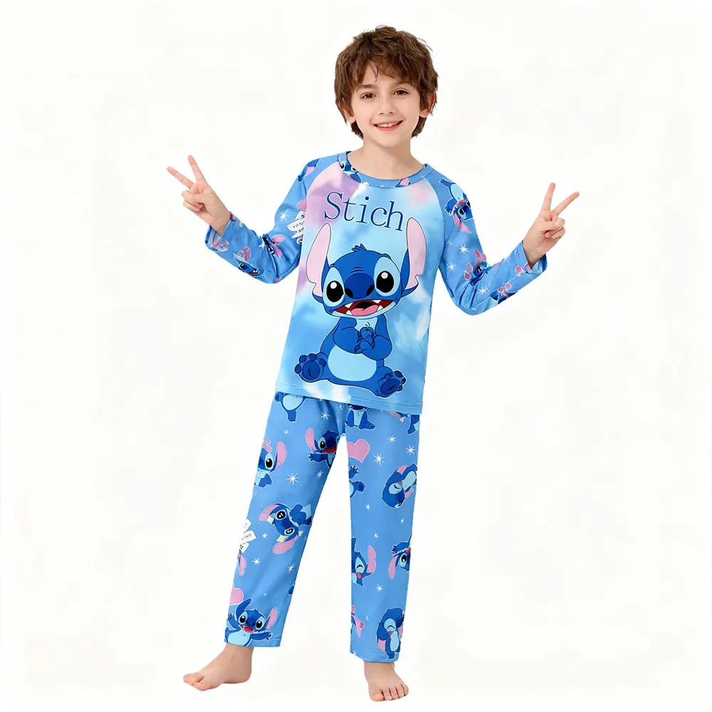 Kids Stitch Pajamas 2pcs/set for Boys Girls Home Wear Kids Casual Sleepwear Long Sleeve Pajamas Bottoms Suit Cute Gifts