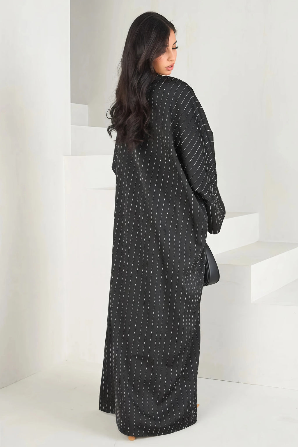 2025 New Elegant Blue Abaya with Sparkling Rhinestone Middle Eastern Aesthetic Loose Cardigan Silhouette Ideal for Modest Wear