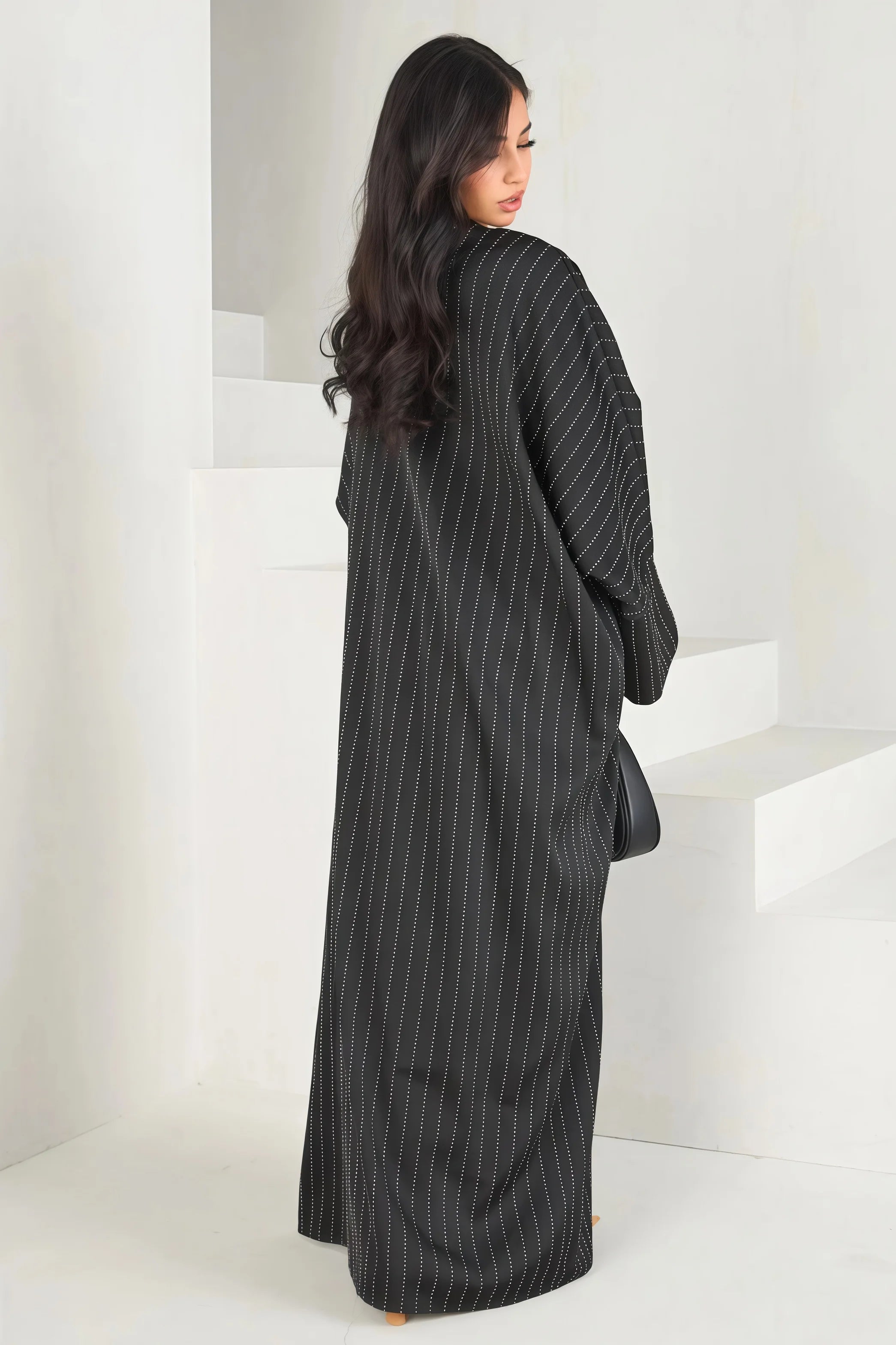 2025 New Elegant Blue Abaya with Sparkling Rhinestone Middle Eastern Aesthetic Loose Cardigan Silhouette Ideal for Modest Wear