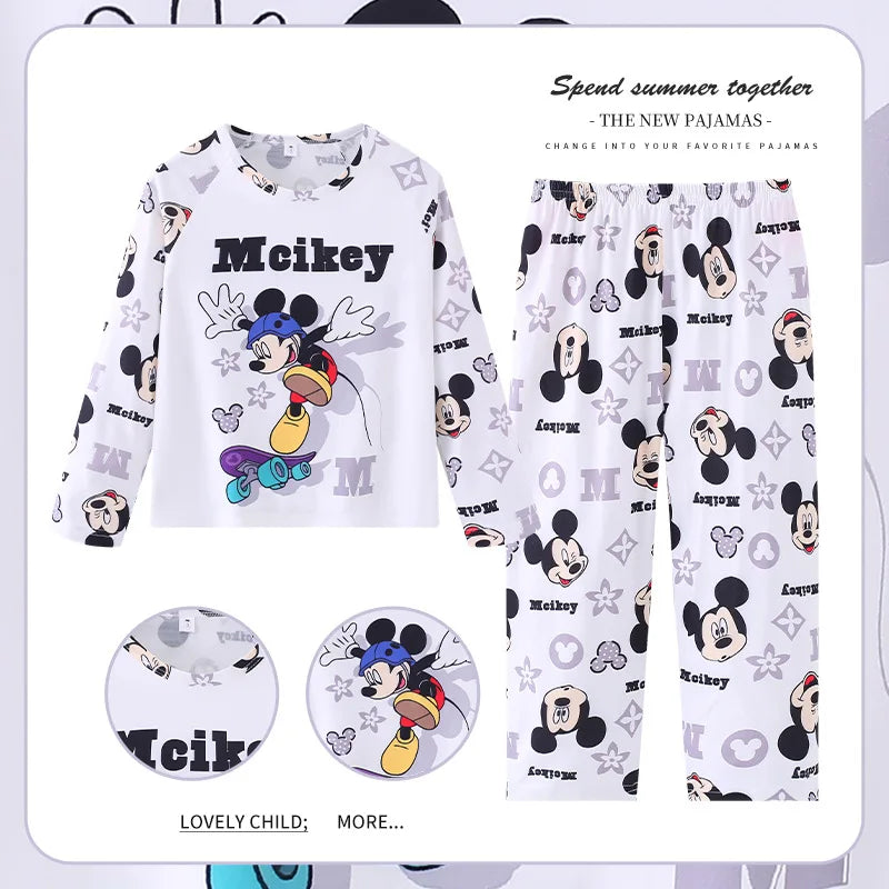 Stitch Boys and Girls Pajamas Minnie Pijama Stitch Niña Autumn Winter Soft Kids Pjs Girls Pajamas Mickey Mouse Homewear