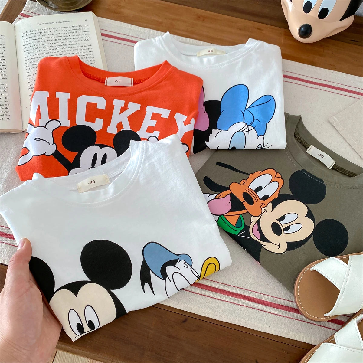Child Tshirt Printed Summer Mickey Mouse Clothes Disney Children's T-shirt Kids Short Sleeve Tshirt Fashion Casual Wear