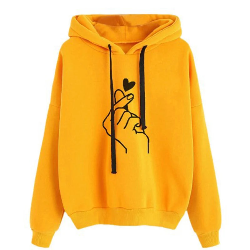 Korean Finger Heart Fleece Hoodie