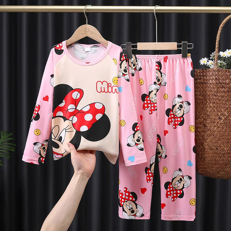 Stitch Boys and Girls Pajamas Minnie Pijama Stitch Niña Autumn Winter Soft Kids Pjs Girls Pajamas Mickey Mouse Homewear