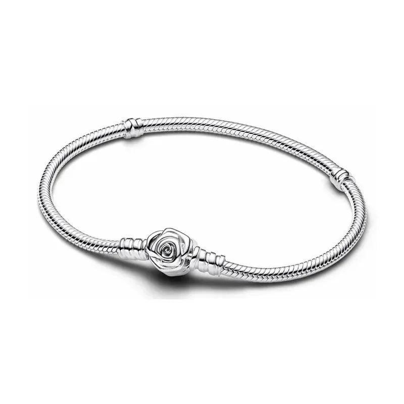 Pulseras Moments Originales Chapadas en Plata 925 – Oro Rosa, Amor Dorado, Cierre de Corazón