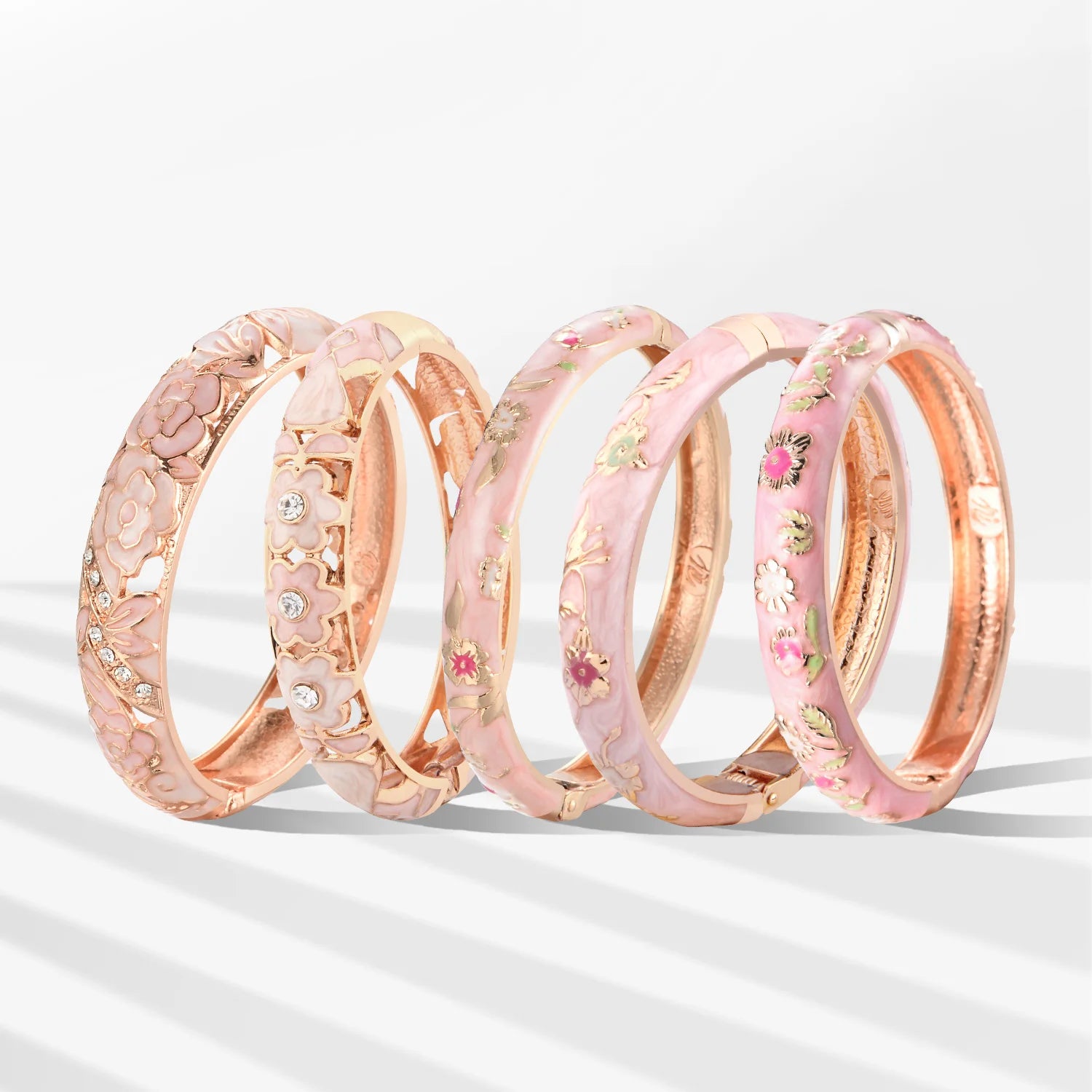 Hollow Bracelets For Women Enamel Bangles Cloisonne Women's Bracelet Pink Bangle On Hand Alloy Jewelry India African Hawaiian