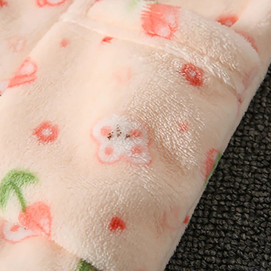 Cute Cartoon Pattern Coral Fleece Flannel Pajama Sets for Boys And Girls Long Sleeve Warm Comfortable Winter Sleepwear