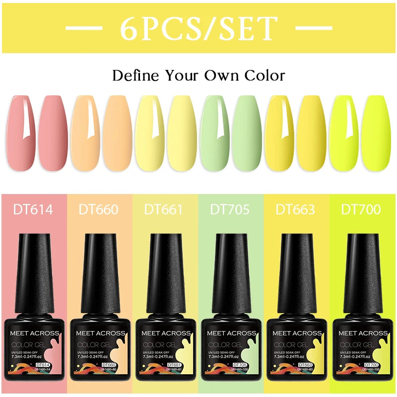 6pc Nail Gel Polish Set DIY Nail Art Semi Permanent UV LED Gel Kit For Nails Decoration Manicure Soak Off Painting Vernis Design