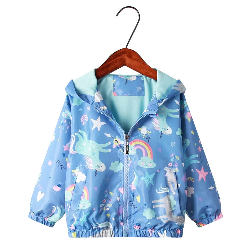 Children Jacket 2 3 4 5 6 7 8 9Y Girl Clothes Spring Cotton Kids Graffiti Hoodie Ziper Toddler Girls Windbreaker Coat Autumn Top