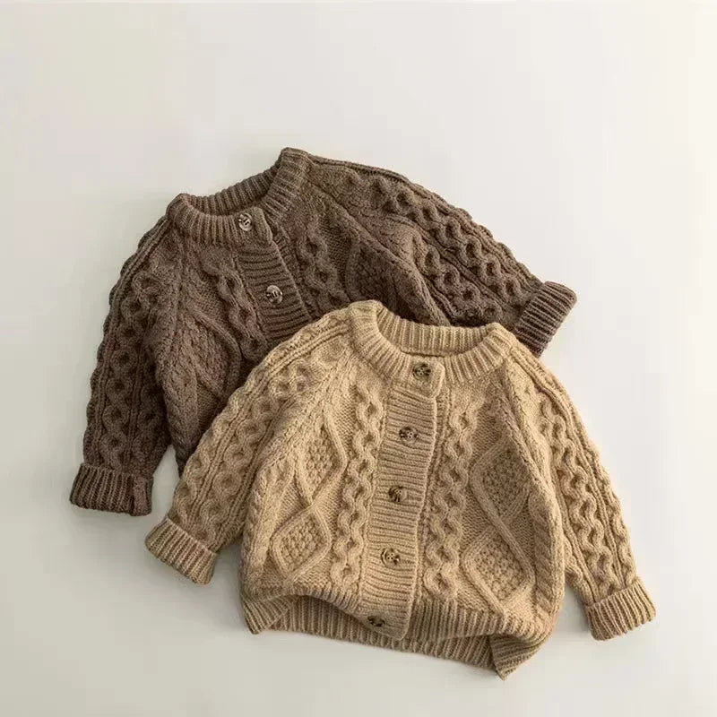 Autumn Sweater Children's Clothes Sweater Knit Cardigan for Girls Boys Long Sleeve Keep Warm Thickened Jacket Outfit Coat