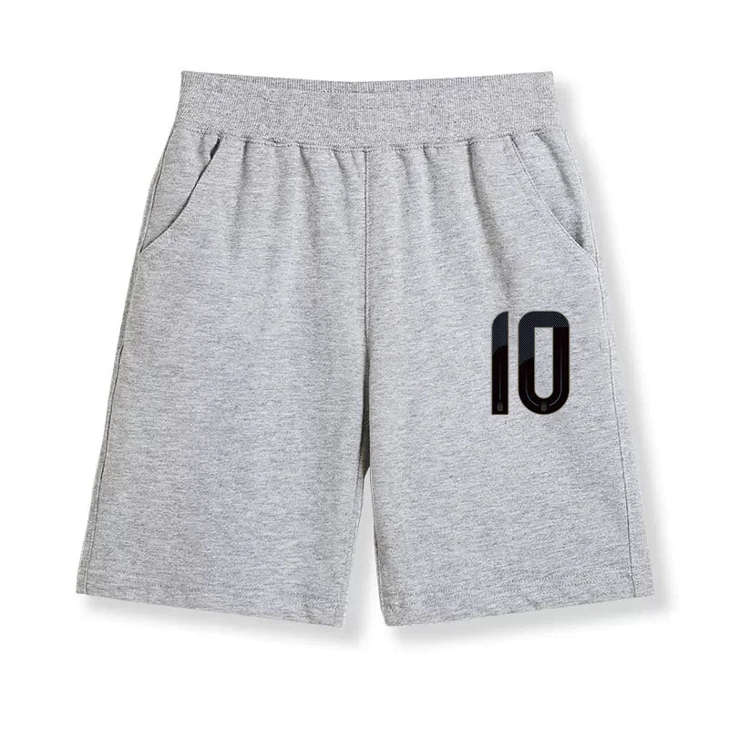 Children Shorts with Football Numbers Boys' Summer Sports Pants Thin Cotton Half Pants No.7-10