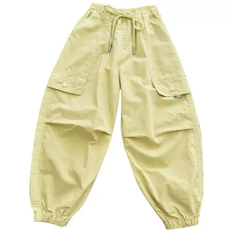 Spring Clothes Fashionable Kids Cargo Joggers Elastic Ankle Pants Casual Trousers Light Breathable Summer Trendy Outfit