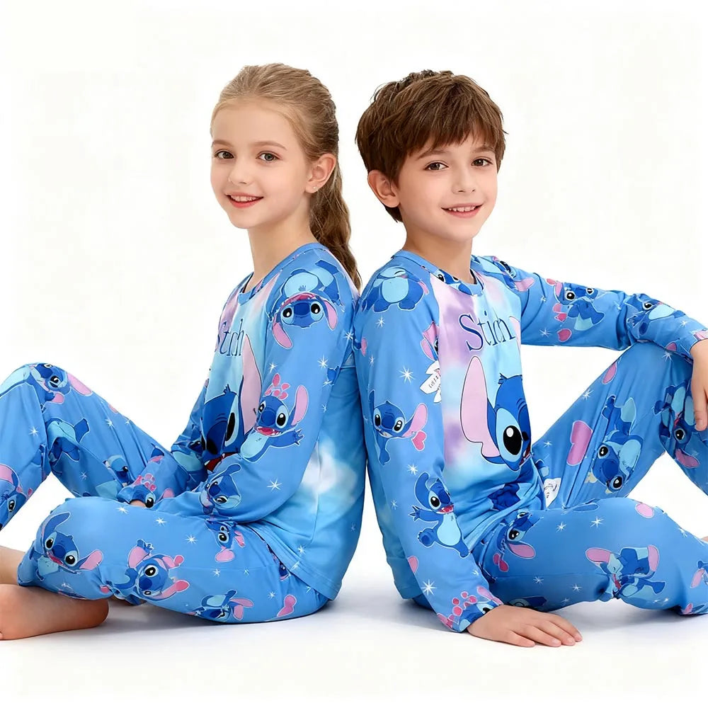 Kids Stitch Pajamas 2pcs/set for Boys Girls Home Wear Kids Casual Sleepwear Long Sleeve Pajamas Bottoms Suit Cute Gifts
