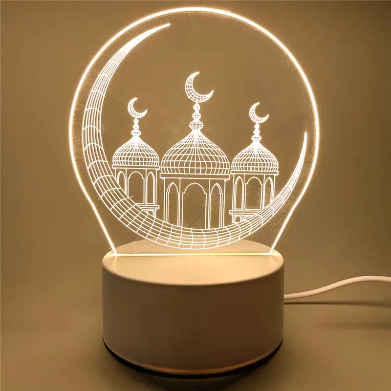 USB Operated LED Night Light Eid Mubarak Table Ornament Muslim Eid Al Adha Holiday Lighting Ramadan Decorations 2026 room decor