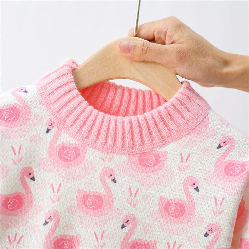 Girls' Sweater Thickened Autumn/Winter New Fashionable Versatile Children's Knitted Sweater Girls' Top Sweet and Cute