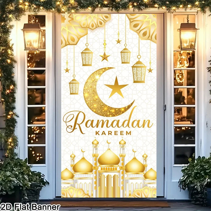 Eid Mubarak Door Decor Ramadan Kareem Banner Flag Ramadan Decorations For Home 2026 Islamic Muslim Party Decor Eid Al-Fitr Gifts