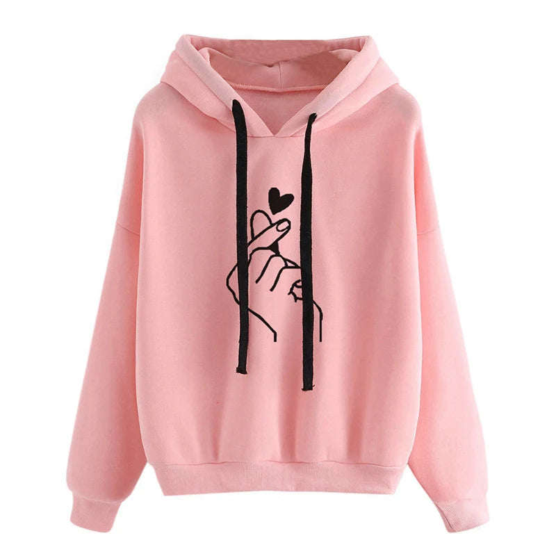 Korean Finger Heart Fleece Hoodie