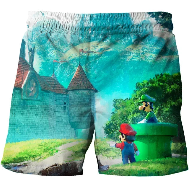 Super Marios Cartoon Beach Shorts, Beach Swimming Pants, Boys' Fashion Children's Sports Shorts, Super Marios New Style