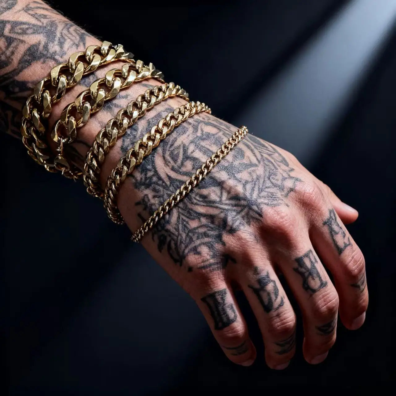 HNSP 3MM-15MM Thick Stainless Steel Cuban Chain Bracelet For Men Adjustable Size Trend Accessory Jewelry Hand Chains Male