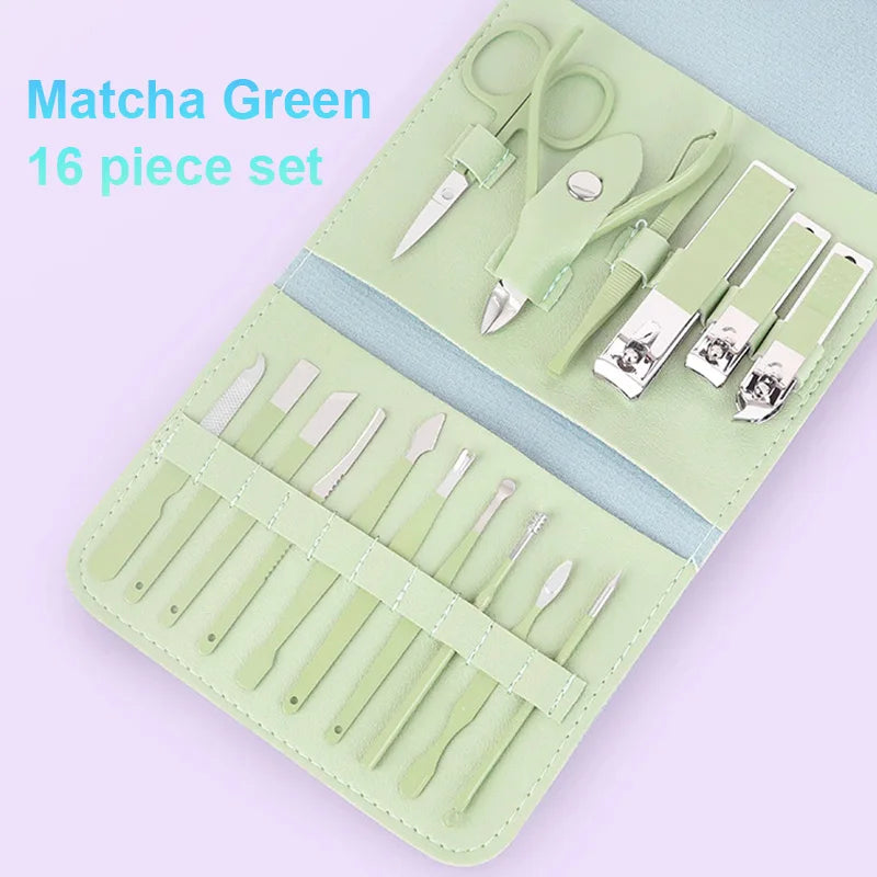 16/12/4 pcs Professional Nail Clippers and Cuticle Nippers Set with Travel Case Manicure Set Pedicure Sets Nail Clippers