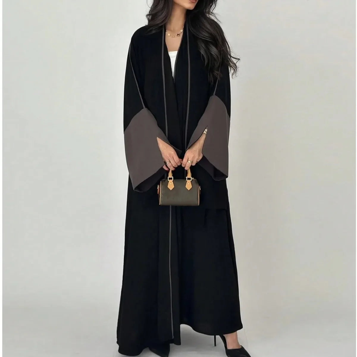 Women Loose Abaya Muslim Full Sleeve Open Front Abayas Middle Eastern Elegant Kaftans Jilbabs Arabian Islamic Maxi Dresses
