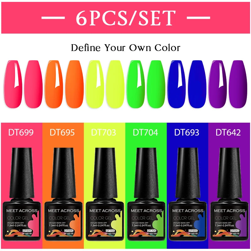 6pc Nail Gel Polish Set DIY Nail Art Semi Permanent UV LED Gel Kit For Nails Decoration Manicure Soak Off Painting Vernis Design