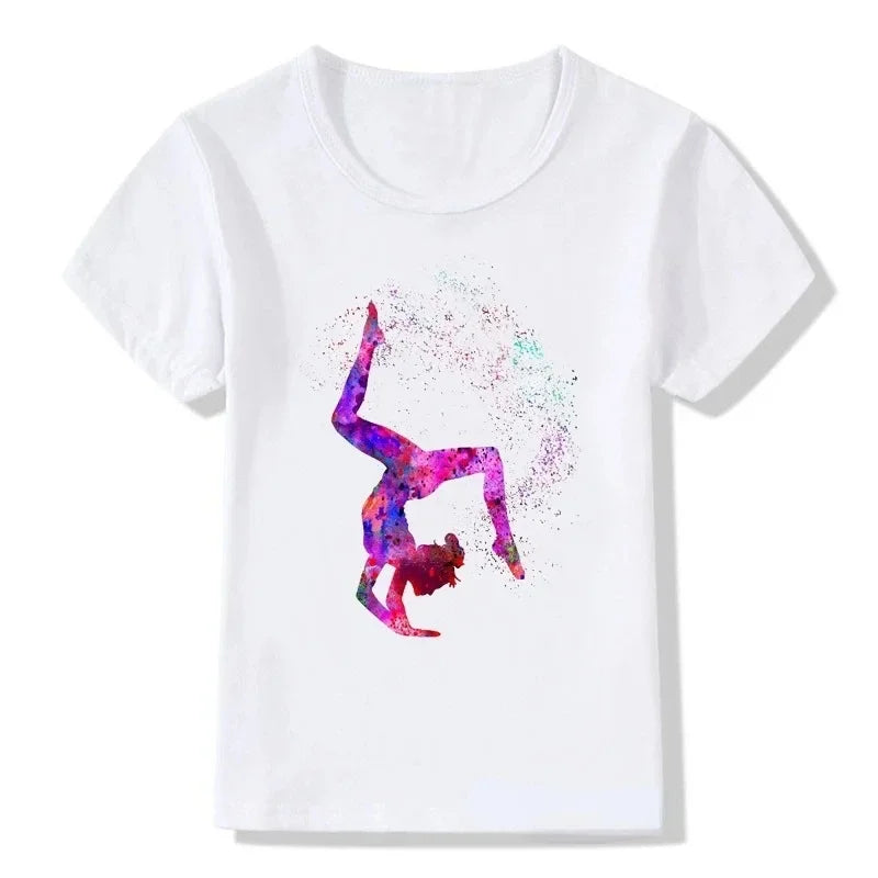 Boys T-shirt Girls Kids Rhythmic Gymnastics Printed T-shirt Modal Clothing Short Sleeves Boys Clothes