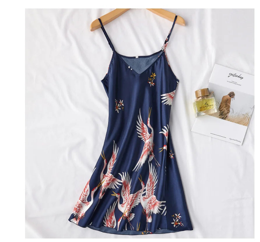 Sexy Nightwear Gown Set Women 2PC Pyjama V-Neck Pajamas Silky Sleepwear Spring Lady Sleep Suit Robe Wear Home Negligee Homewear