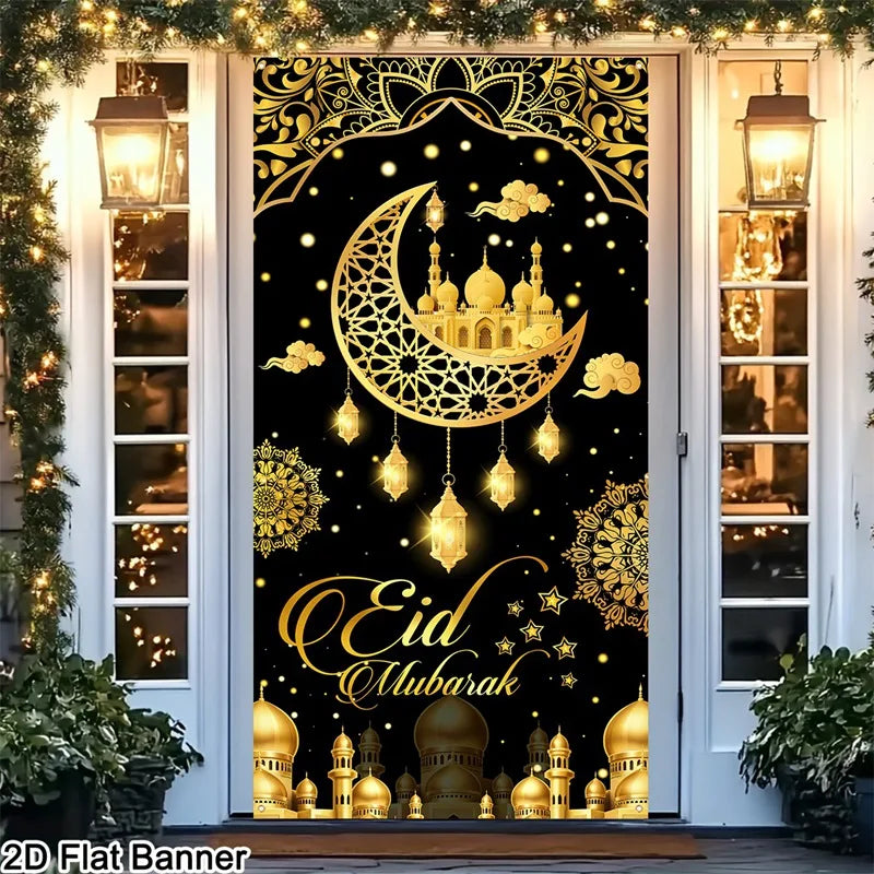 Eid Mubarak Door Decor Ramadan Kareem Banner Flag Ramadan Decorations For Home 2026 Islamic Muslim Party Decor Eid Al-Fitr Gifts