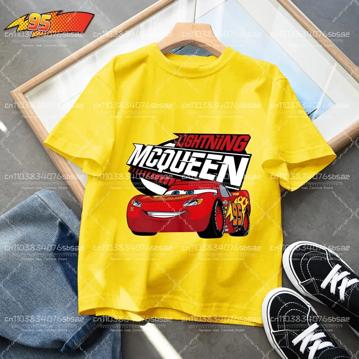 2025 Disney Summer Kids T-shirt Short Sleeve Top Cartoon Cars Pixar Lightning McQueen Printed Boys Clothes Baby Tops 4-10 Years