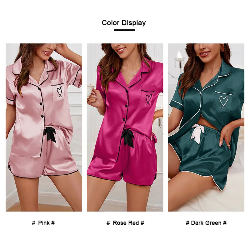 Women’s Heart Embroidered Pajama Set