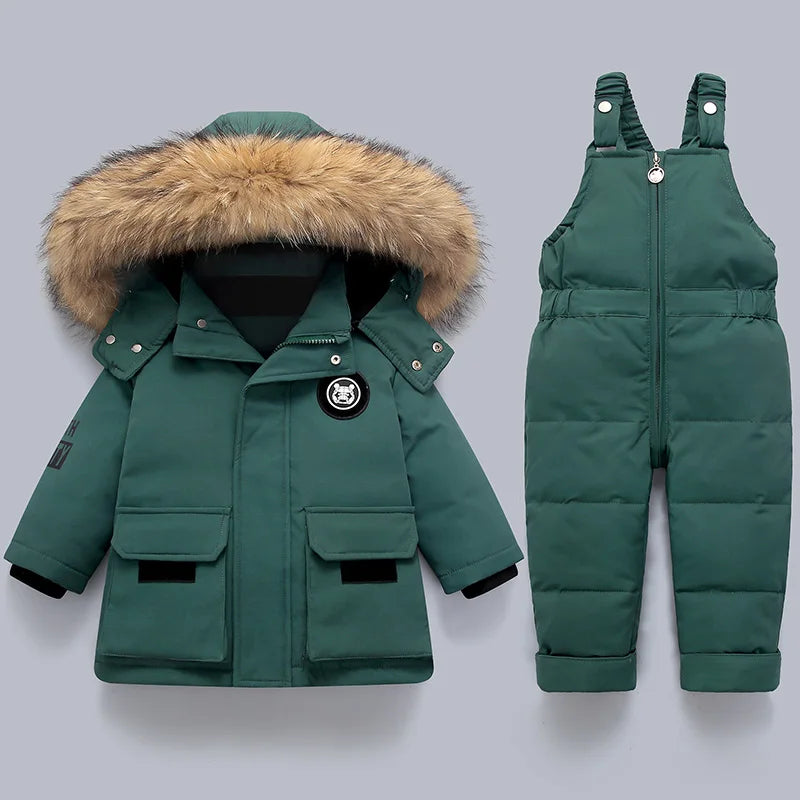 Kids Down Jacket with Fur Collar (1–5Y)
