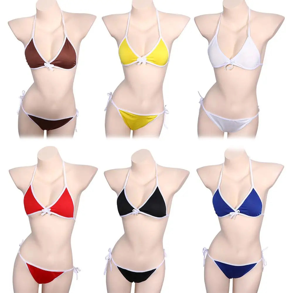 Contrast Binding Triangle Bikini Swimsuit Women Two Piece Swimwear 2023 Bikini Set Summer Beachwear