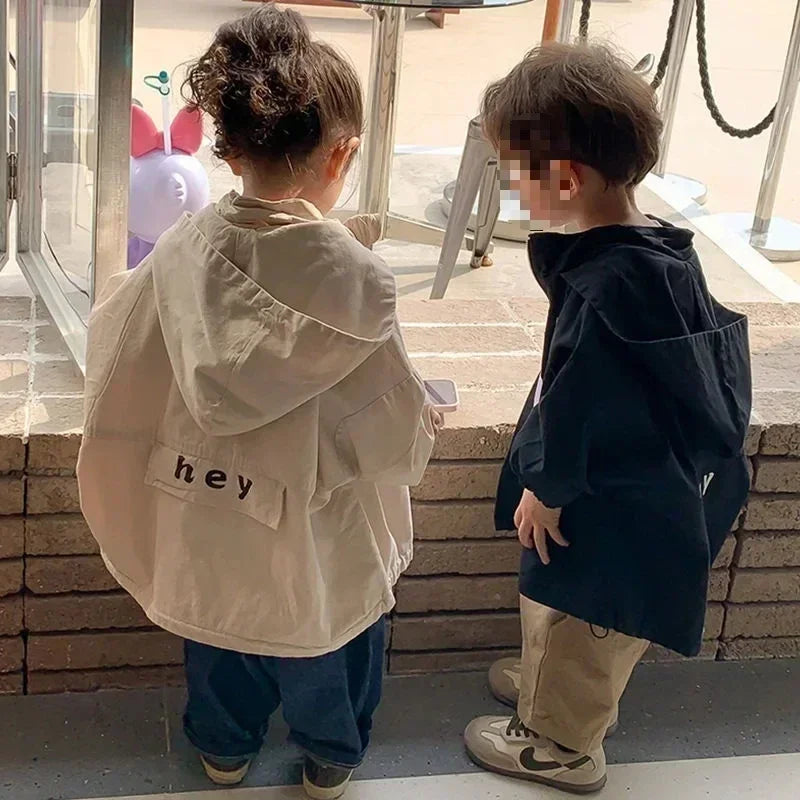 Kids Letter Hooded Windbreaker