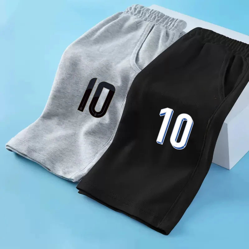 Children Shorts with Football Numbers Boys' Summer Sports Pants Thin Cotton Half Pants No.7-10
