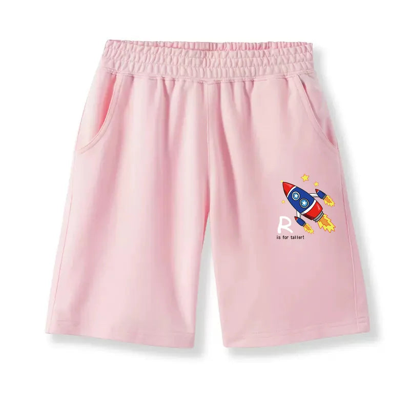 Boys New Summer Trousers Solar System Design Sports Shorts Children Loose Cotton Short Pants 3-14Y Unisex Clothes