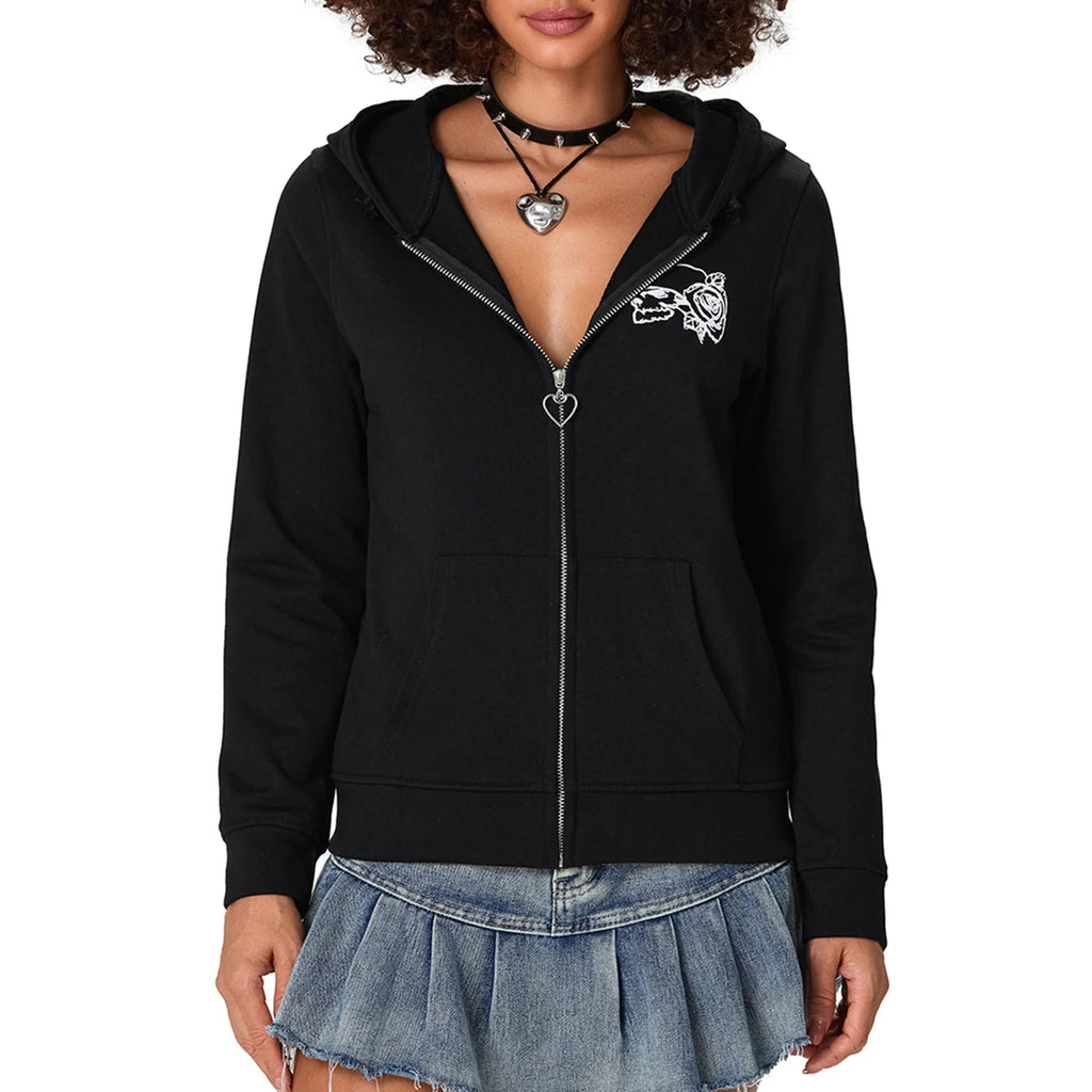 Women s Pullover Hoodie Stylish Floral Print Long Sleeve Sweatshirt with Unique Wing Design Fashionable Streetwear Jacket for