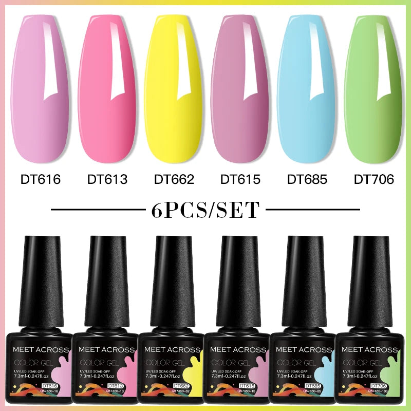 6pc Nail Gel Polish Set DIY Nail Art Semi Permanent UV LED Gel Kit For Nails Decoration Manicure Soak Off Painting Vernis Design