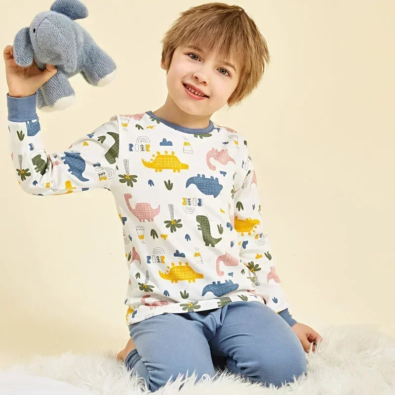 New Teens Baby Boy Pajamas Autumn Long Sleeve Children's Clothing Sleepwear Cotton Pyjamas Sets For Kids 4 6 8 10 12 14 Years